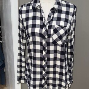 BCBGeneration Black and White Plaid Button Down Shirt